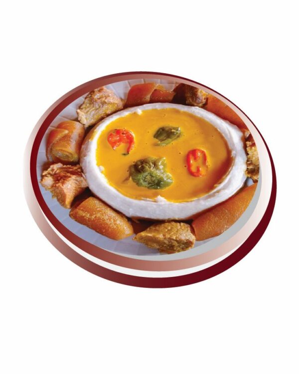 Achu or Taro Meal with Yellow sauce and  assorted meats. Place an order, you will be delighted...